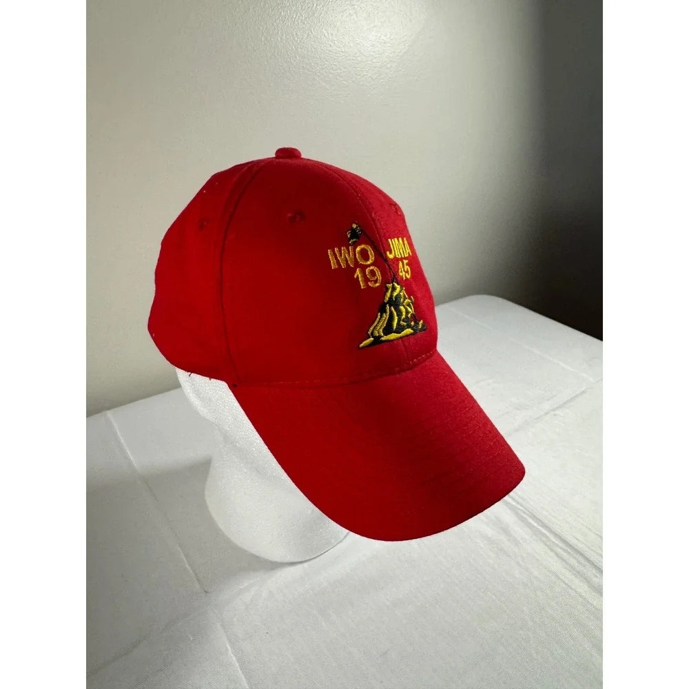 Outdoor Cap Iwo Jima 1945 Military Veteran Red Baseball Hat Adjustable Strap